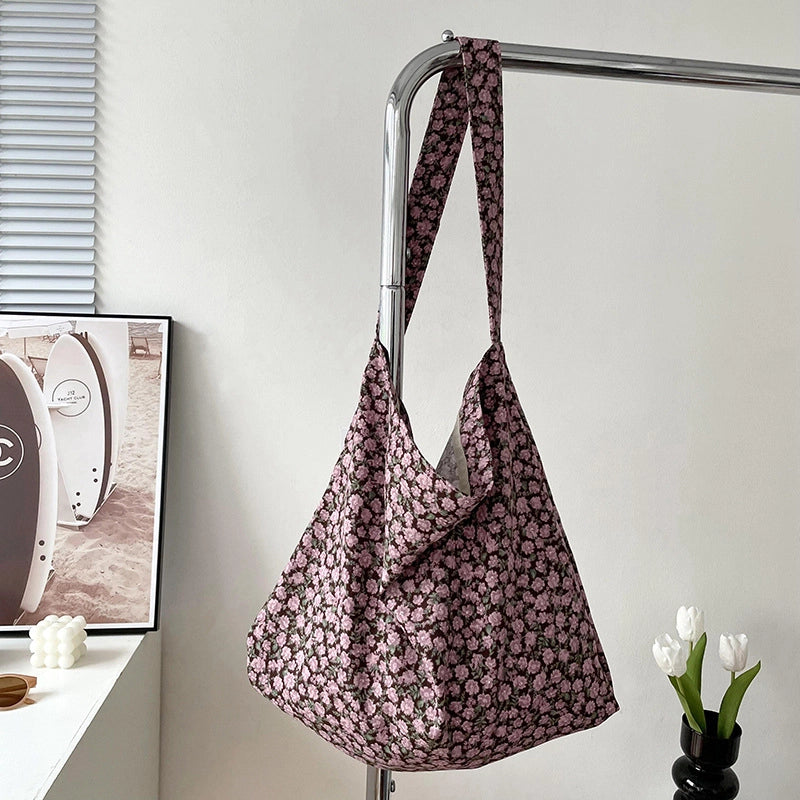 Niche Canvas Bag For Women 2024 New Summer Design Sense High Quality Artistic Floral Canvas Bag