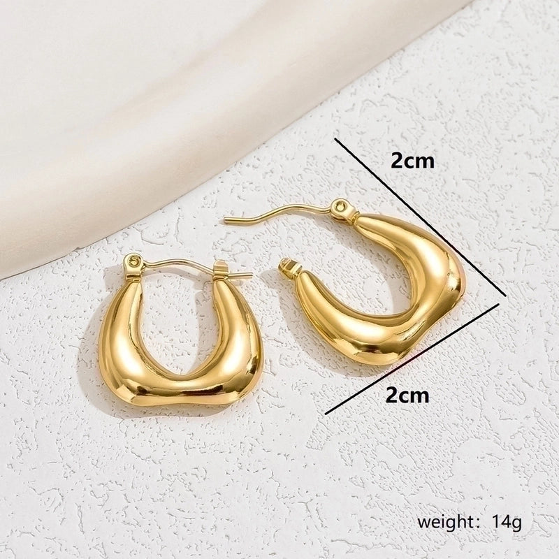 1 Pair Basic Vintage Style U Shape Plating 201 Stainless Steel 18K Gold Plated Hoop Earrings