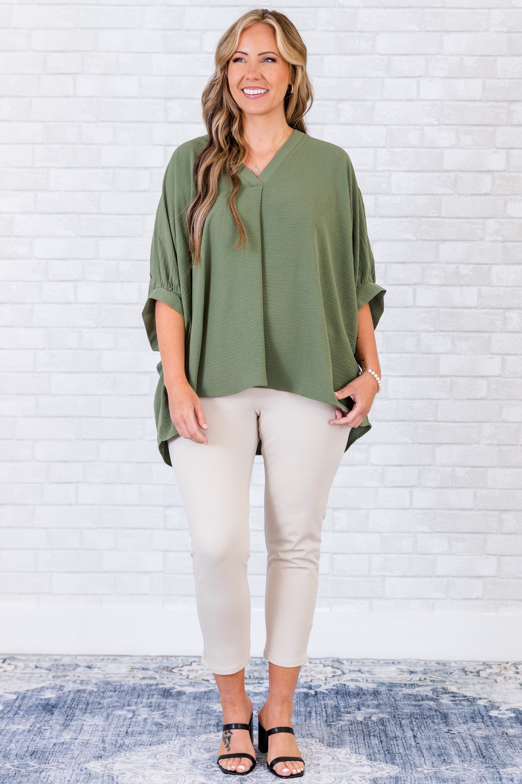 Meet Me After Midnight Top. Light Olive