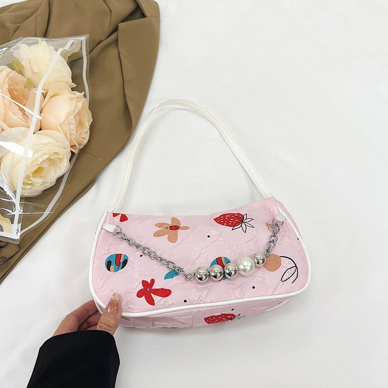 Shoulder Bag Women's Summer Crossbody Bag Underarm Bag New Bag Printed Pleated Small Straddle Bag