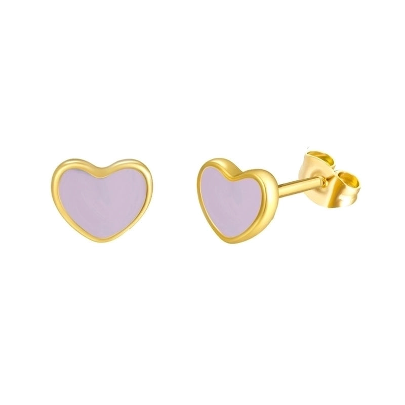 1 Pair Casual Basic Geometric Moon Heart Shape Titanium Steel Ear Studs