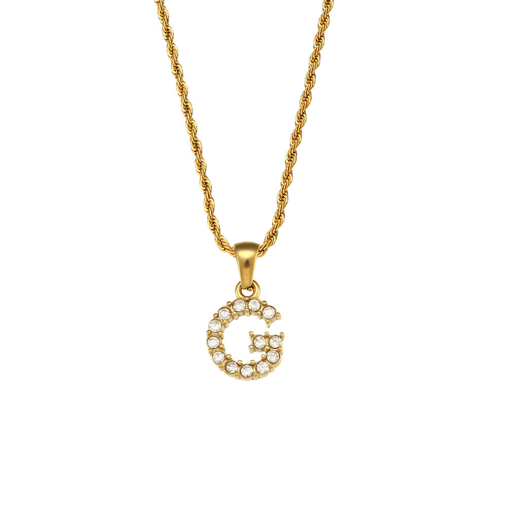 Fashion Round Number Text Letter Stainless Steel 18K Gold Plated Necklaces