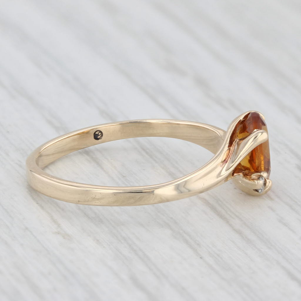 0.70ct Oval Citrine Solitaire Ring 10k Yellow Gold Size 6.25 Diamond Accents