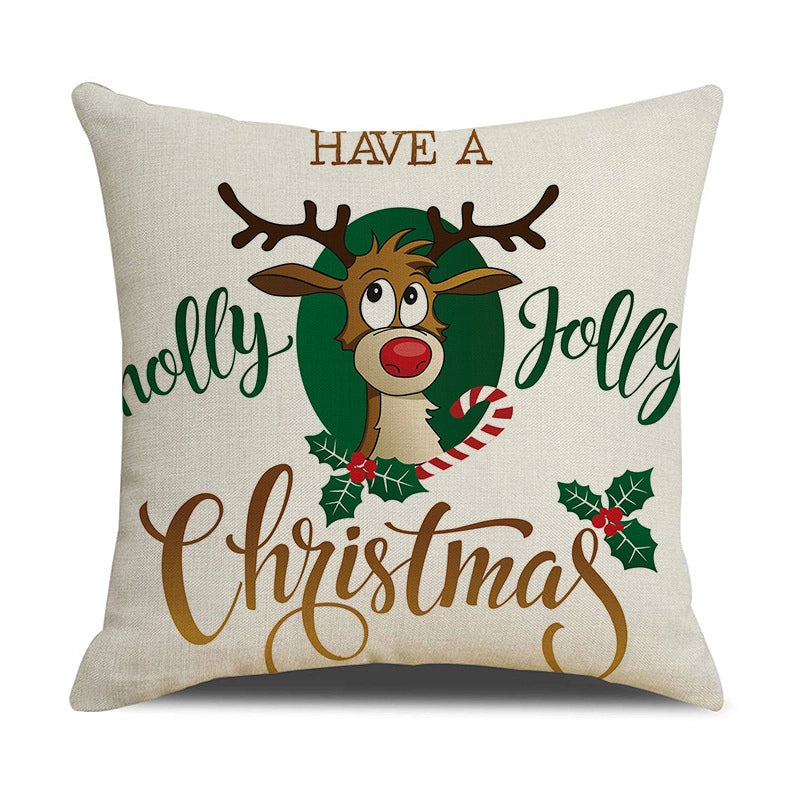 Fashion Letter Elk Linen Pillow Cases