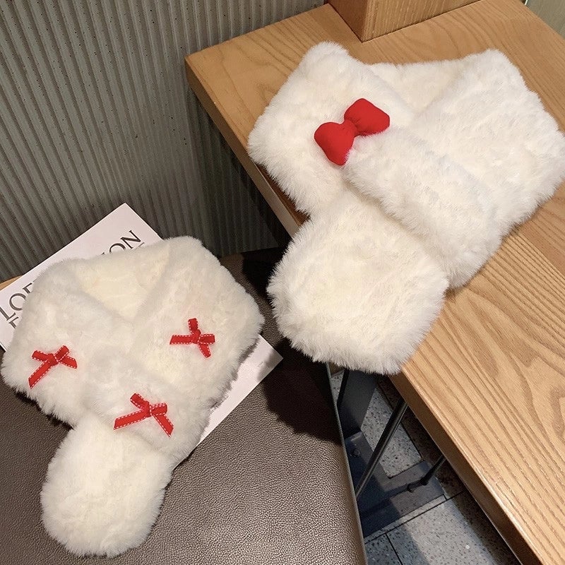 Women's IG Style Bow Knot Plush Scarf