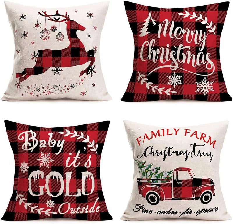 Christmas Casual Glam Christmas Tree Cotton And Linen Pillow Cases Couch & Sofa Decor