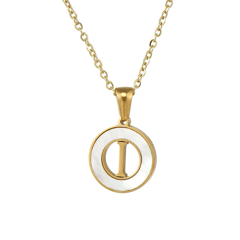 Minimalist Letter Stainless Steel Pendant Necklace Plating Hollow Out Shell Stainless Steel Necklaces