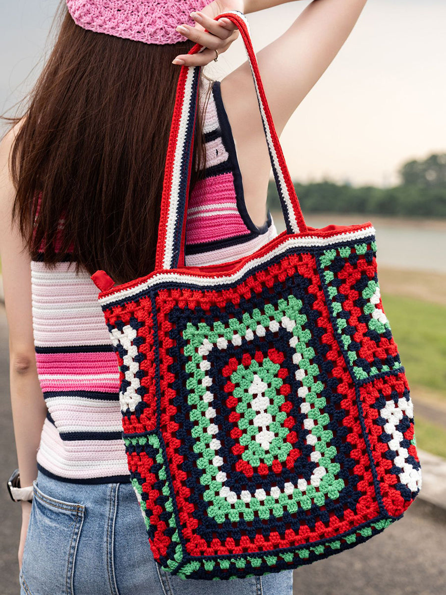 Women Summer Ethnic Knitted Shoulder Bag