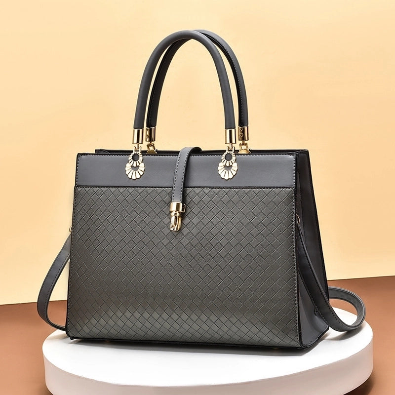 Women's Pu Leather Plaid Solid Color Elegant Vintage Style Square Zipper Buckle Handbag