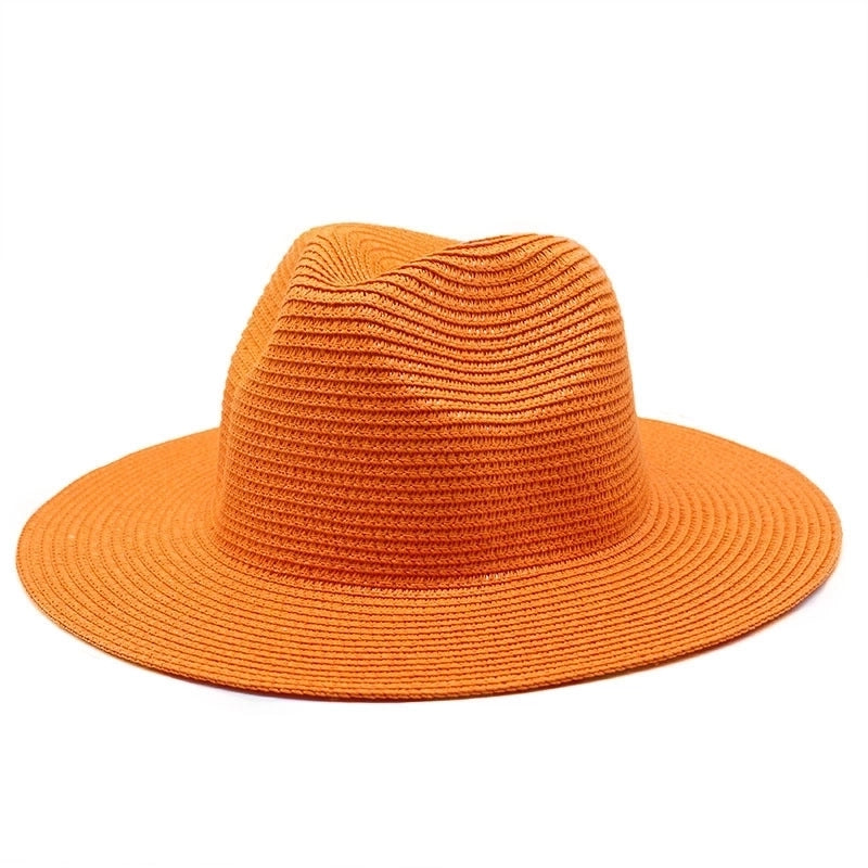 Unisex Minimalist Solid Color Flat Eaves Fedora Hat