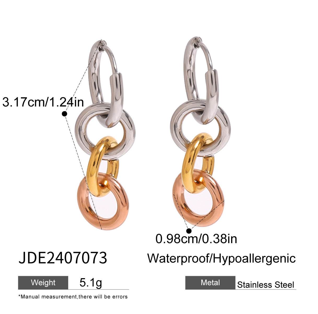 Stainless Steel Color Matching Circle Earrings Niche Ins Earrings Titanium Steel Earrings