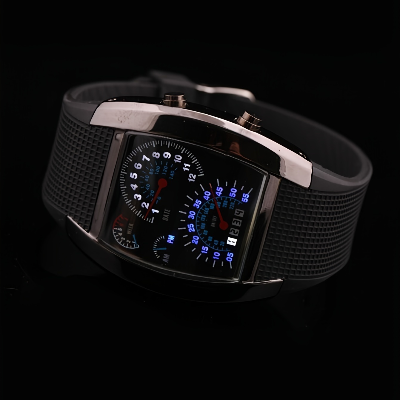 1pc Foreign Trade Cross-border Led Electronic Explosive Aviation Watch Men's Square Sports Dashboard Creative Watch
