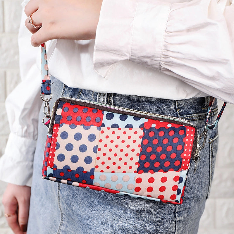 Cartoon Three-layer Zipper Fabric Printing Women's New Coin Purse Bag Mobile Phone Bag Handbag