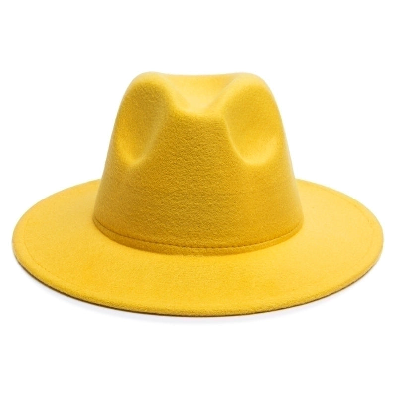 Unisex Vintage Style Minimalist British Style Solid Color Big Eaves Flat Eaves Fedora Hat