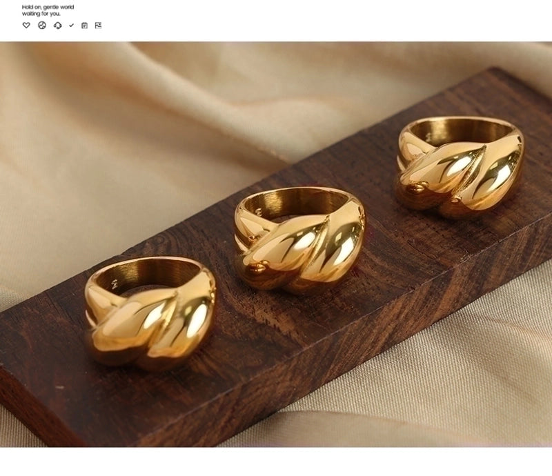 Casual Minimalist Solid Color Titanium Steel 18K Gold Plated Plating Rings