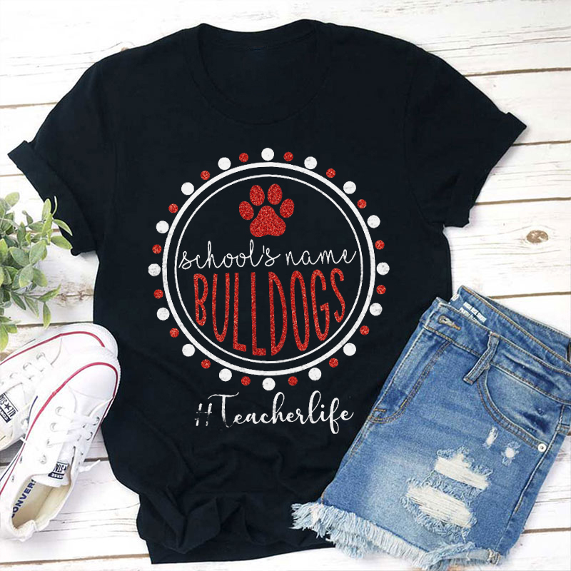 Personalized Colorful Dots School Mascot Teacher T-Shirt