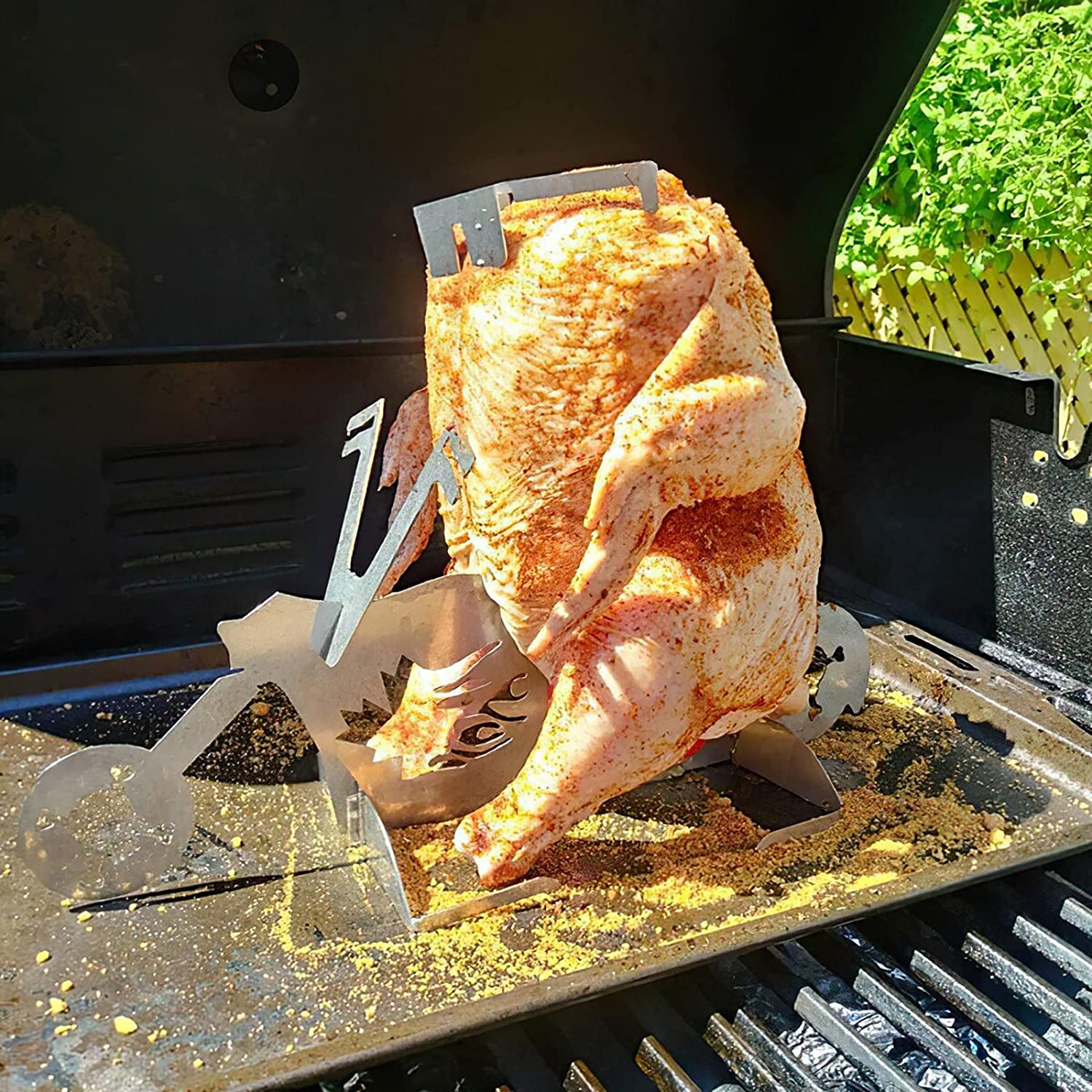 Portable Chicken Stand Beer Motorcycle BBQ