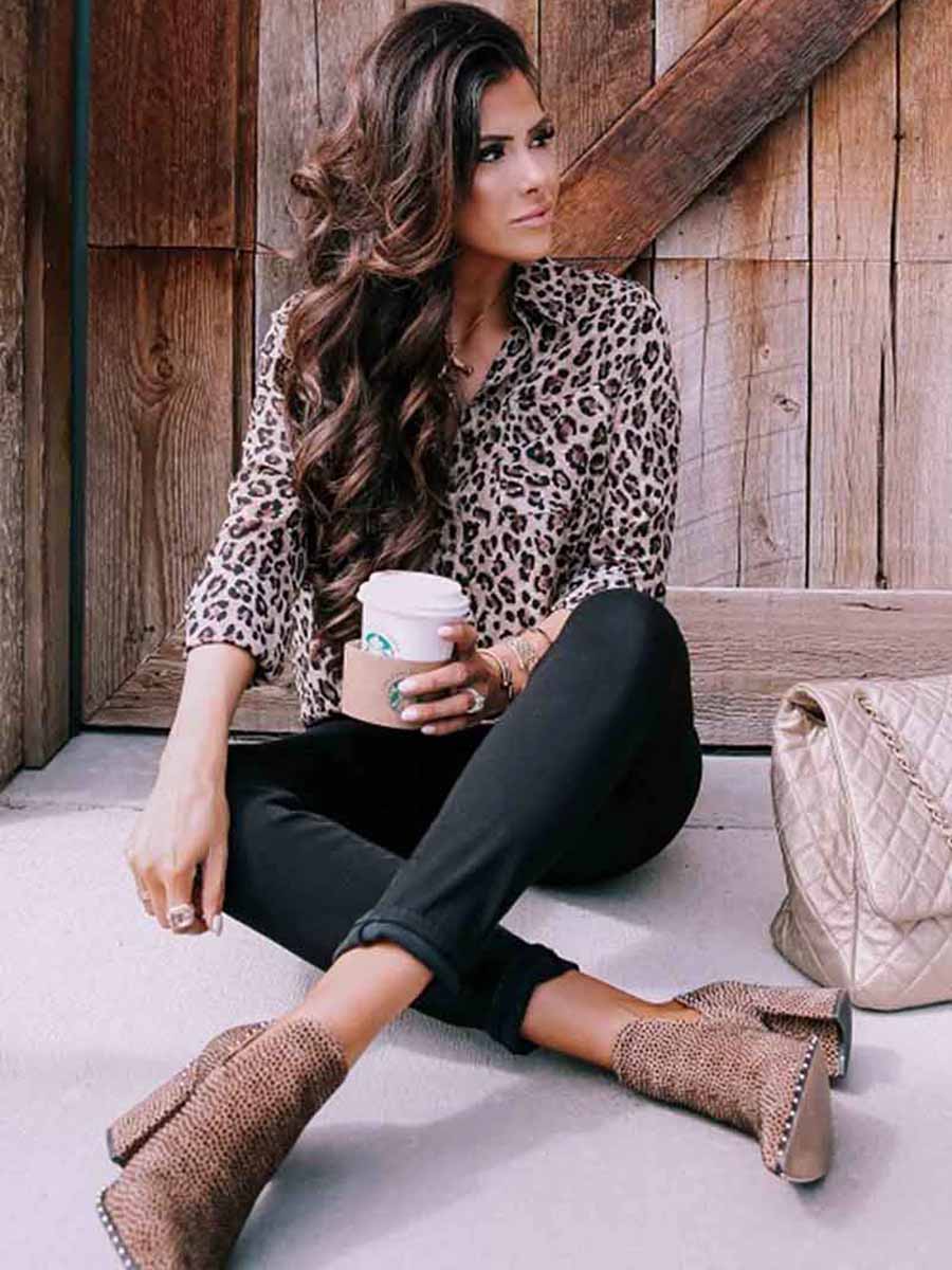 Leopard Print Long Sleeve Shirt