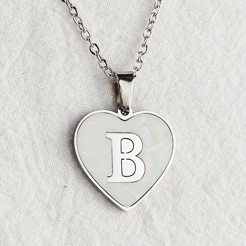 Cute Sweet Letter Titanium Steel Plating Inlay Shell Pendant Necklace