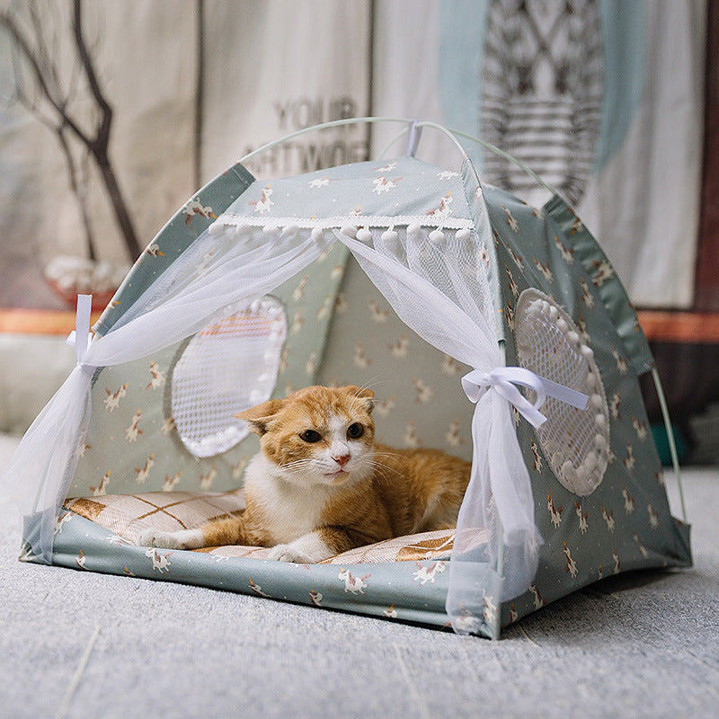 Semi-enclosed bed for pets