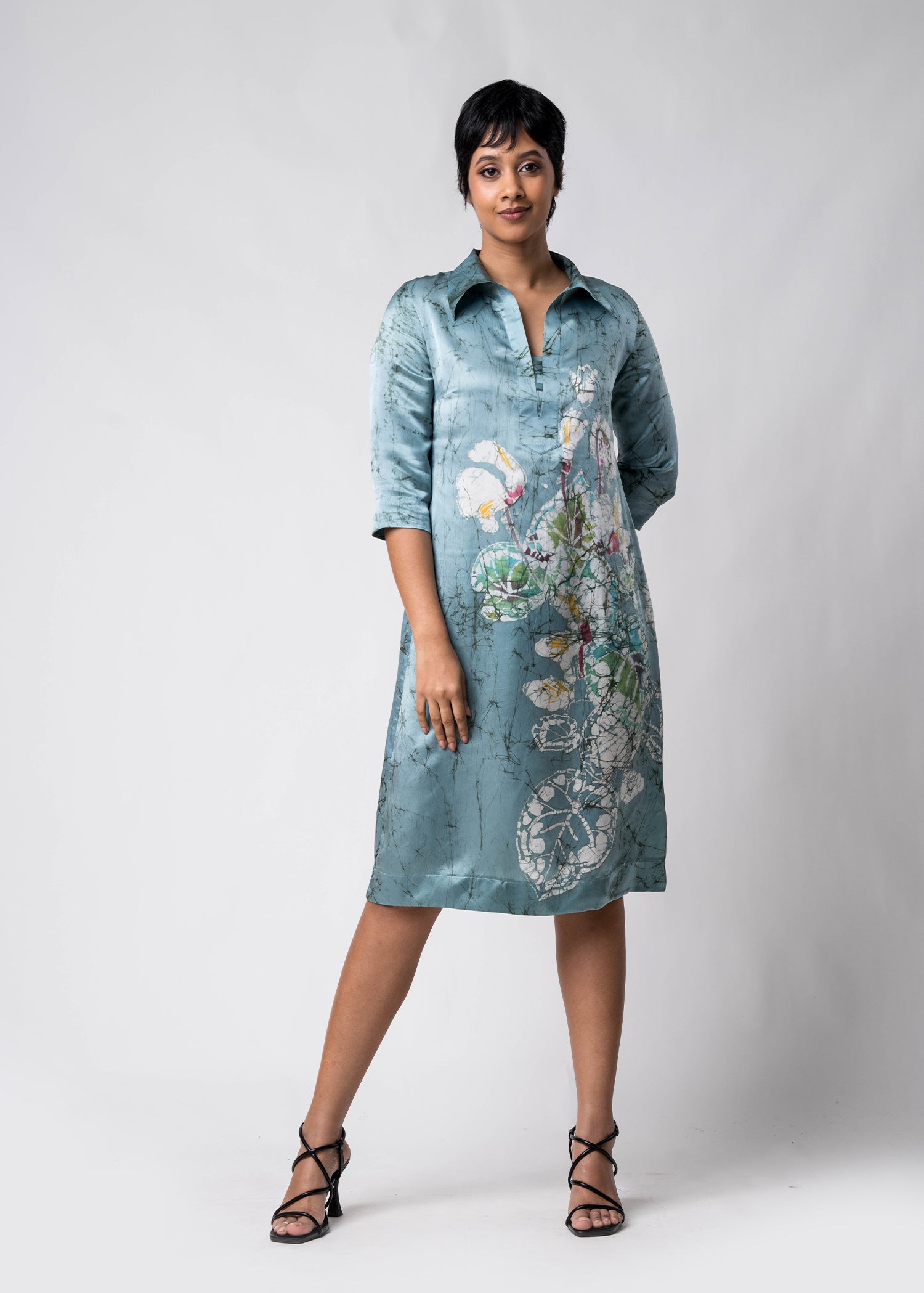 Batik hand floral hand printed straight dress