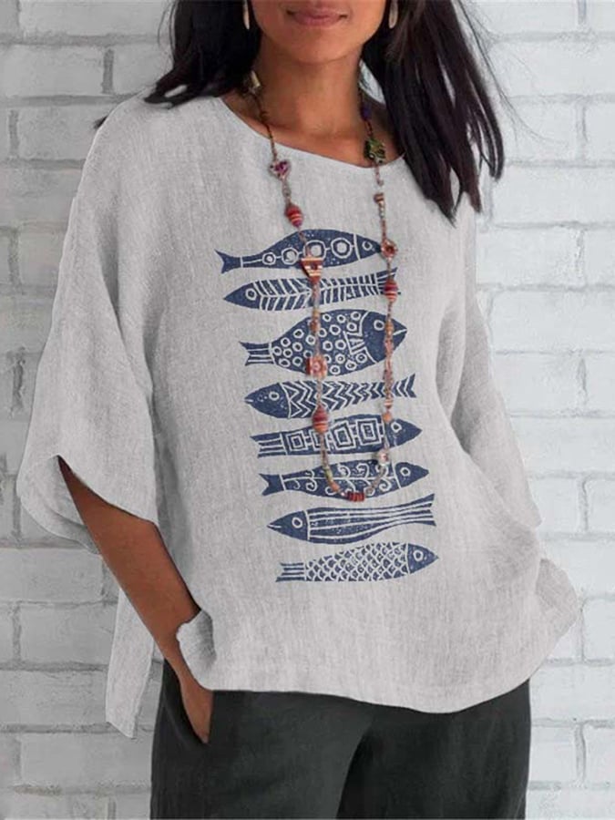 Spring And Summer New Printed. Fashionable Leisure Versatile Mid -Sleeved T -Shirt