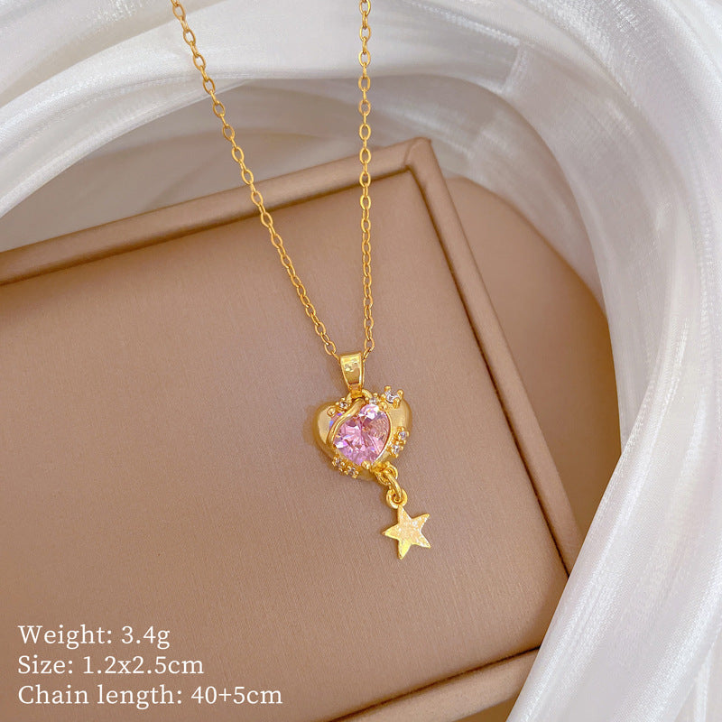 Copper Micro-Inlaid Necklace For Women Copper Micro-Inlaid Real Gold Electroplating Simple Ins Exquisite Clavicle Chain Neck Chain
