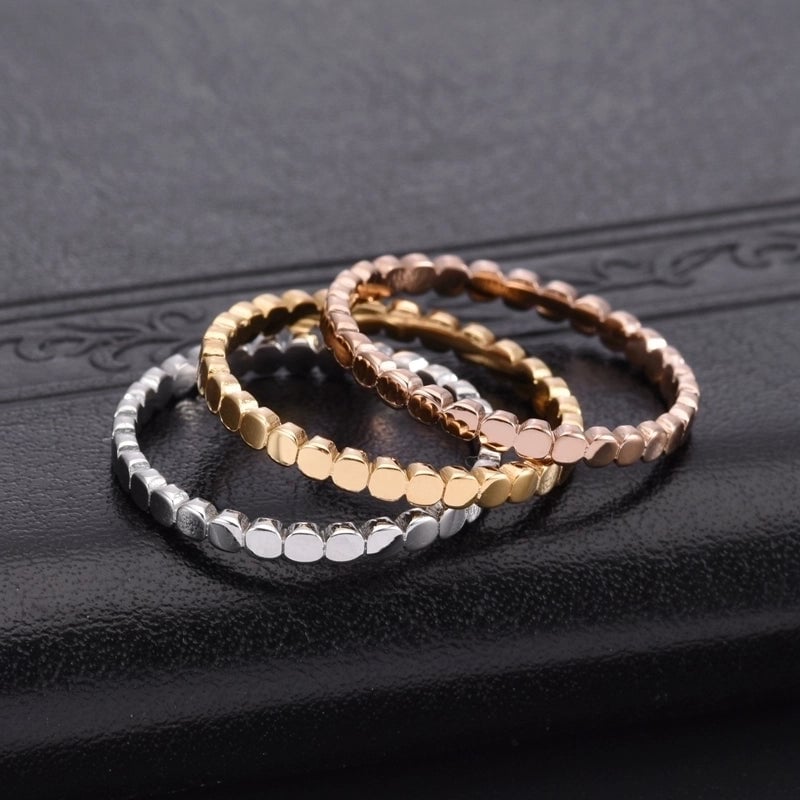 Minimalist Solid Color 304 Stainless Steel 18K Gold Plated Rings