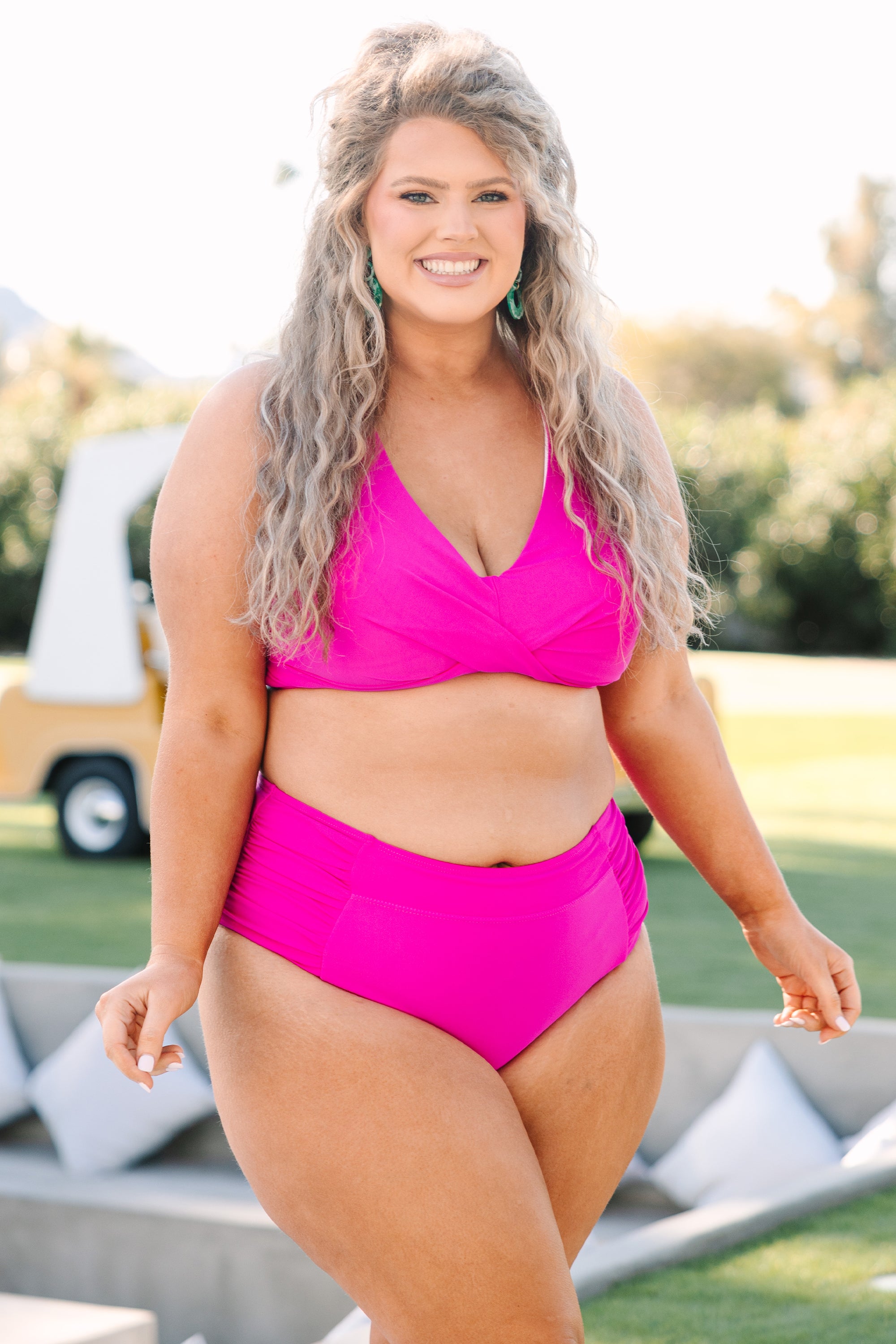 Oceans Of Love Swim Top. Neon Pink