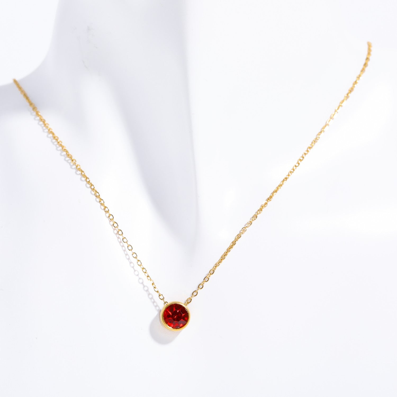 Minimalist Round Geometric Stainless Steel Diamond Inlay Necklaces