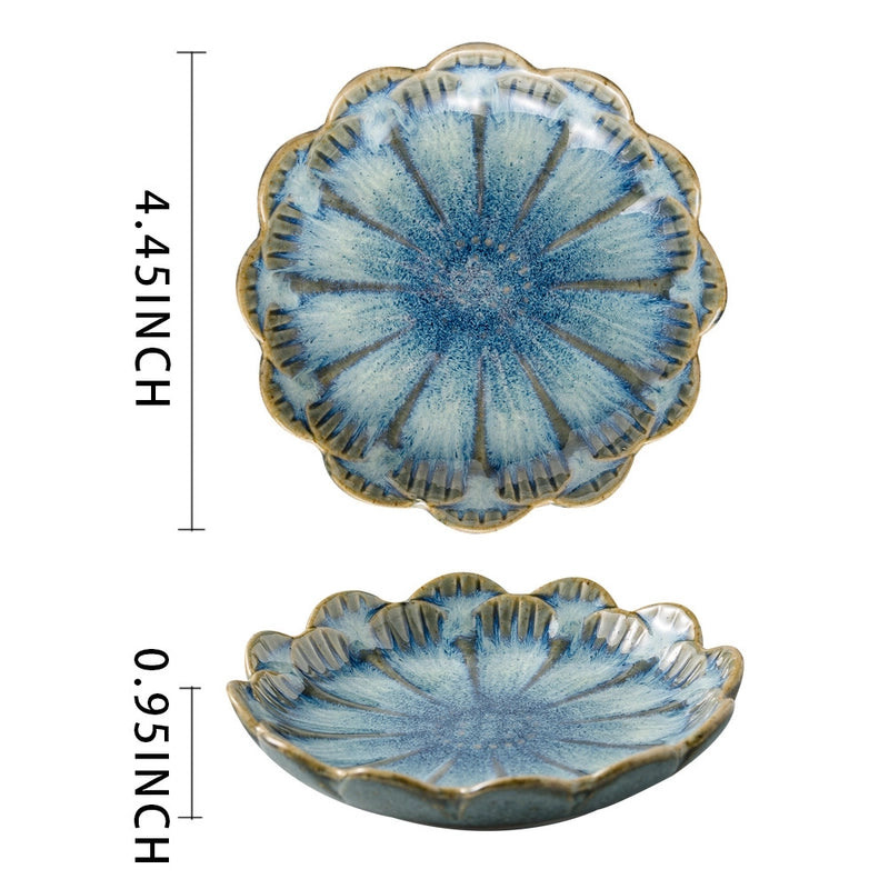 Jewelry Plate Tray Blue And Pink Storage Plate Household Snack Dish Taste Dish Ceramic Lotus Jewelry Plate