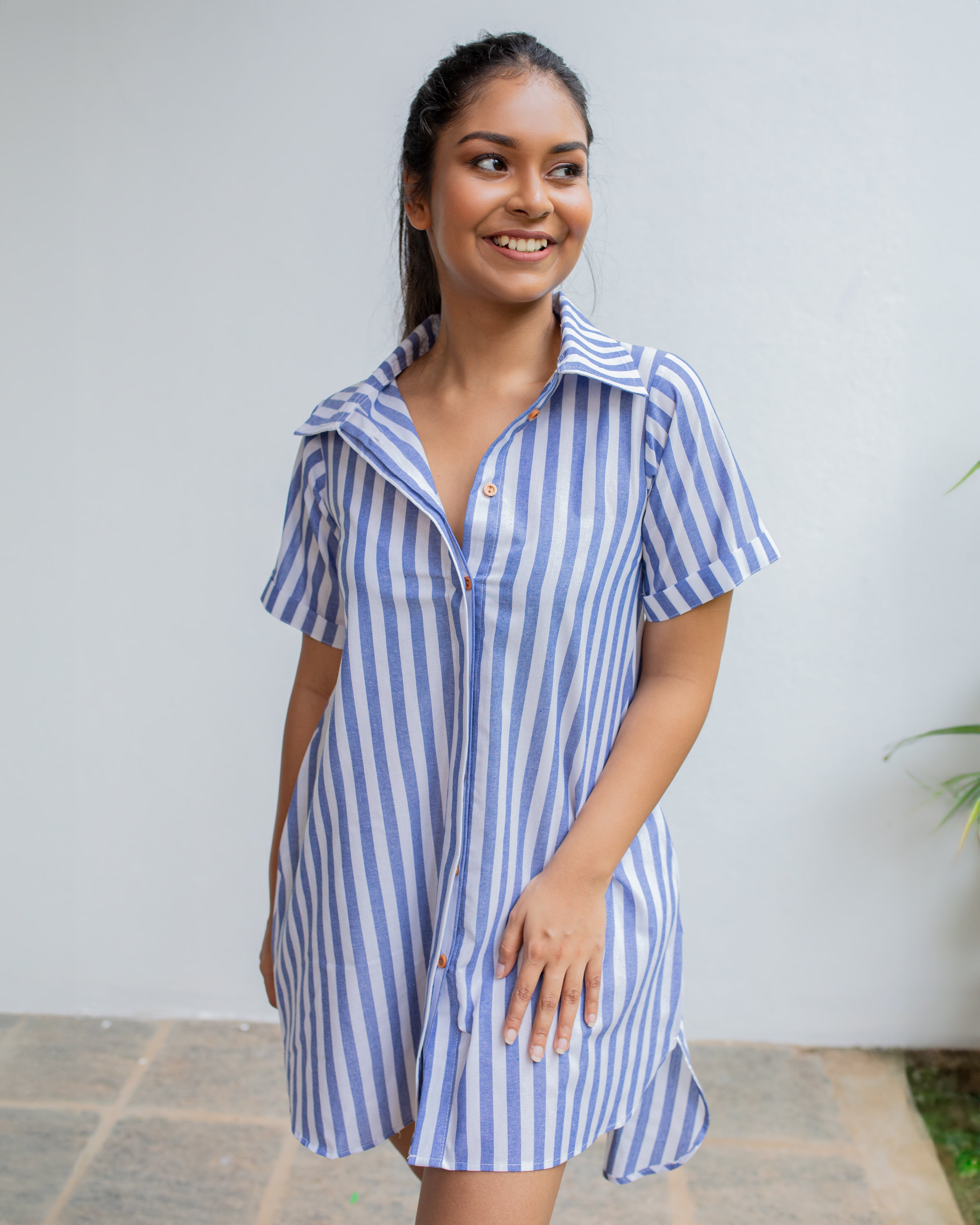 Joy Shiift Dress -Blue Stripe