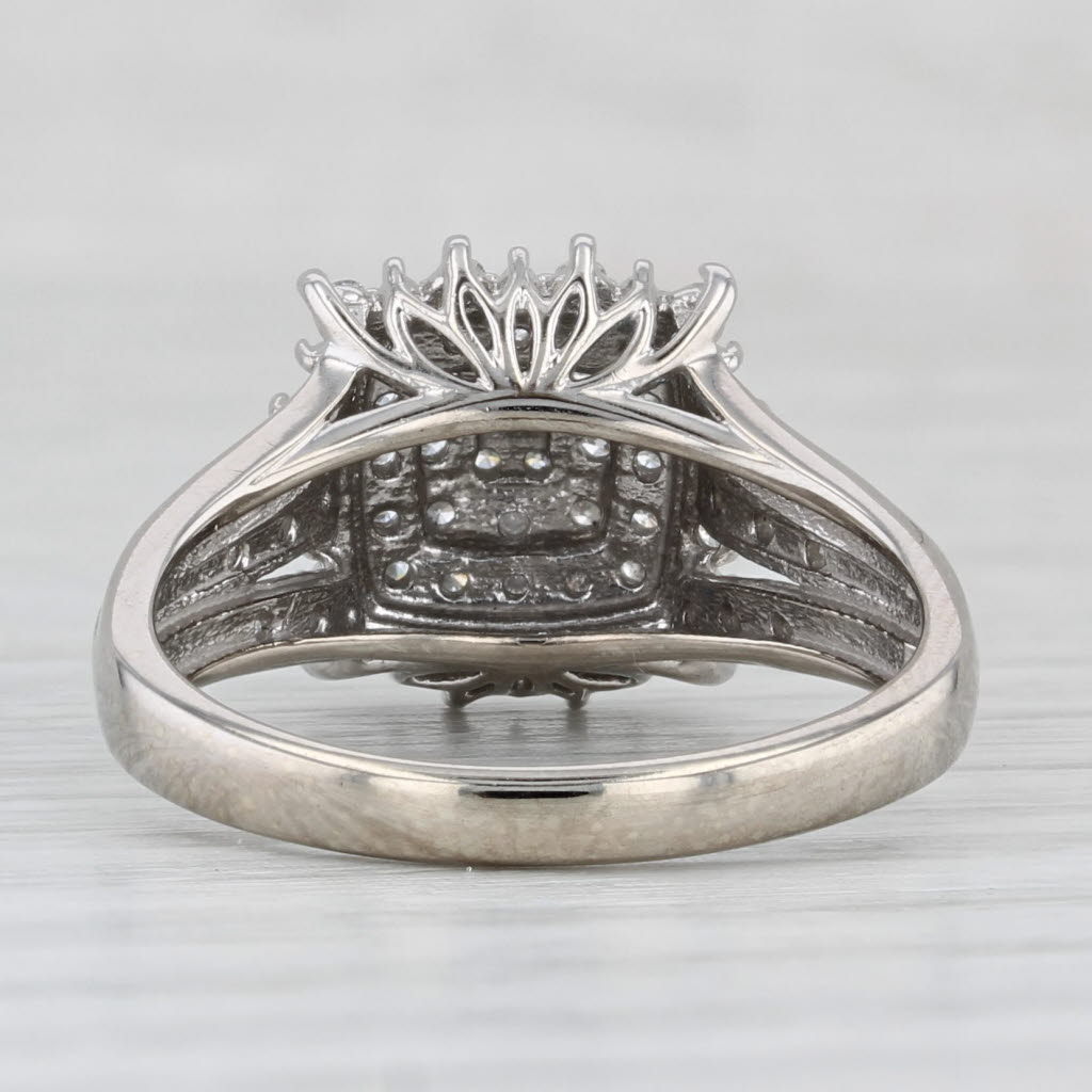 0.24ctw Diamond Cluster Halo Engagement Ring 10k White Gold Size 7
