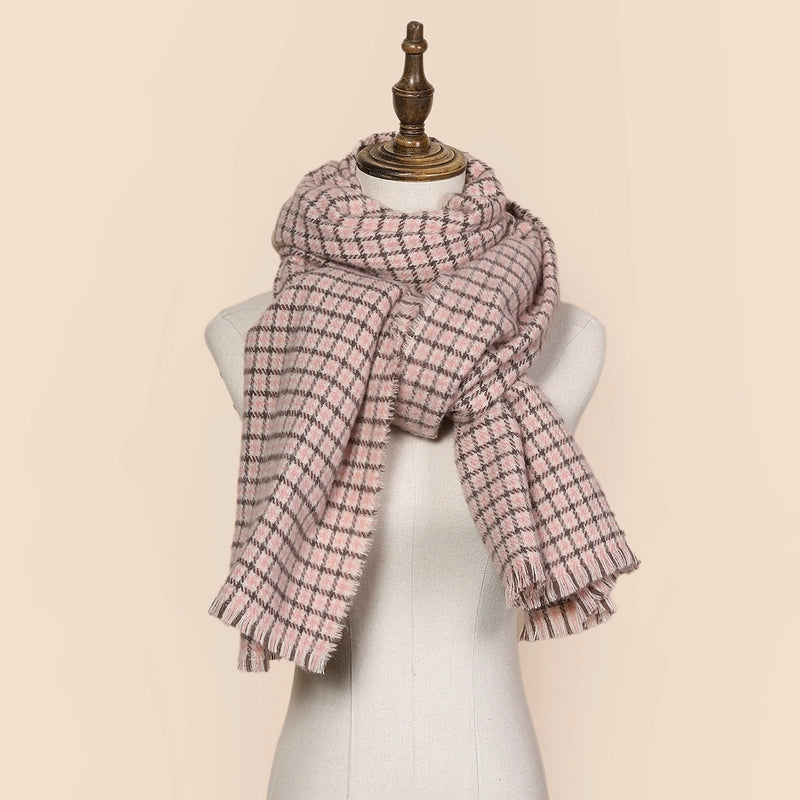 In Autumn And Winter Retro Color Matching Small Plaid Scarf Soft And Comfortable Warm  Shawl Scarf