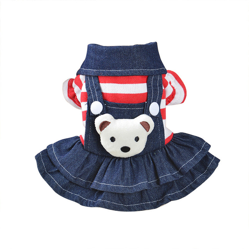 Bear Striped Dog Cat Jumpsuit/Dress