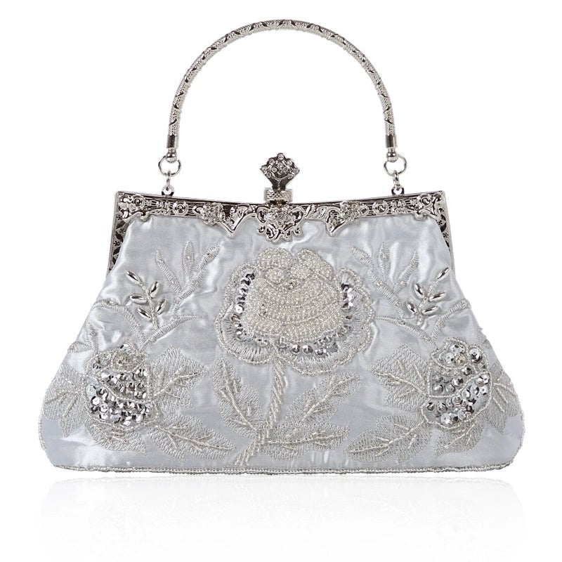 Red Wine Red Purple Polyester Flower Square Evening Bags