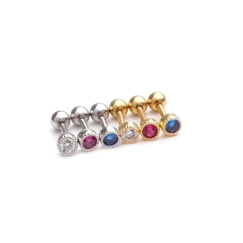 1 Piece Ear Cartilage Rings & Studs Minimalist Round 316L Stainless Steel  Copper Inlay Zircon
