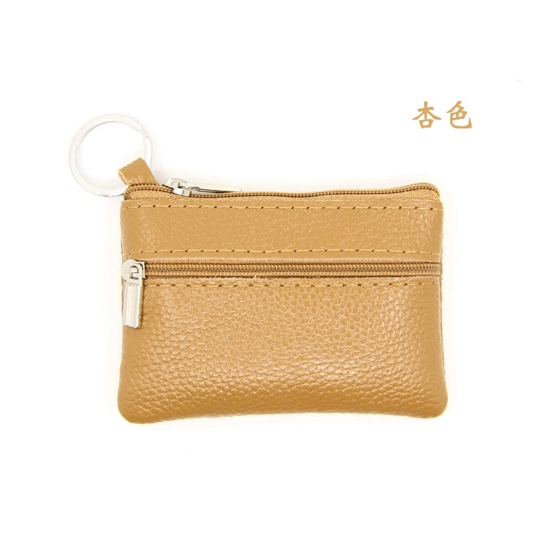 Women'S Solid Color Leather Coffee Royal Blue Apricot Zipper Wallets