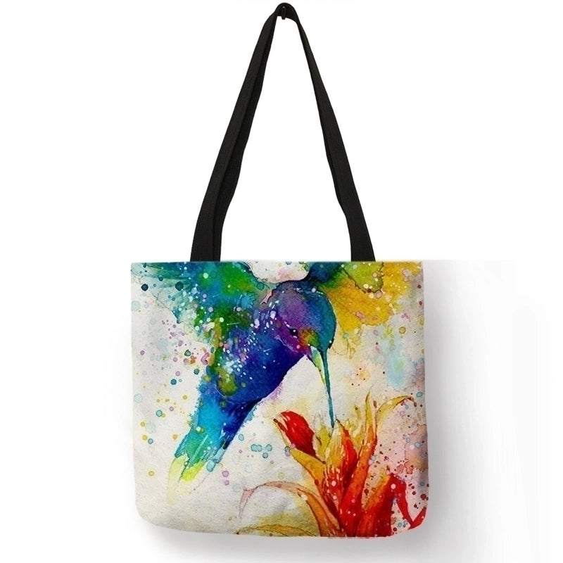 3 Pieces Women's Medium Polyester Bird Basic Square Open Shopping Bags