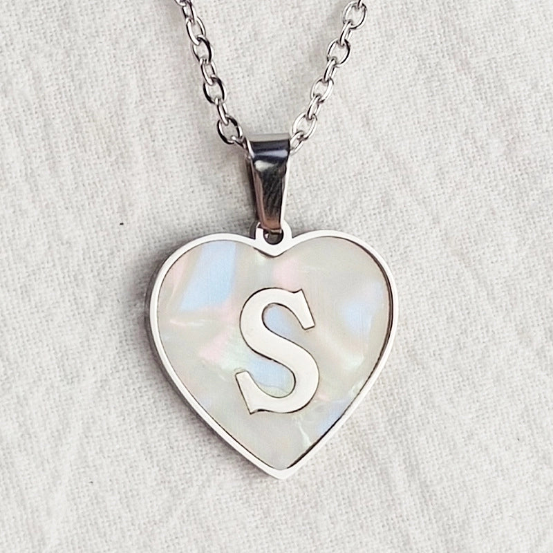 Cute Sweet Letter Titanium Steel Plating Inlay Shell Pendant Necklace