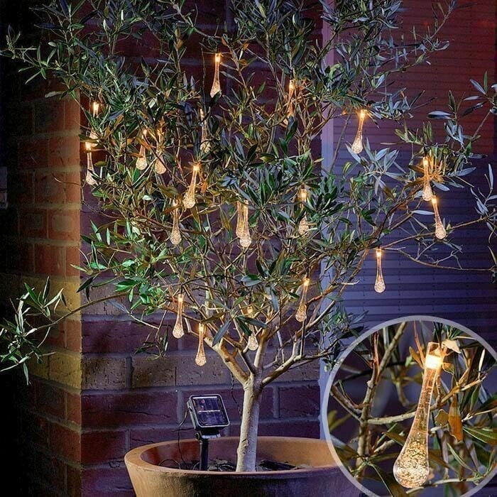 50% OFF！Solar-Powered Raindrop String Lights-Buy 2 Free Shipping