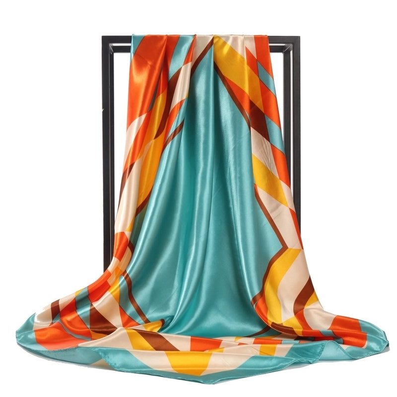 Women's Basic Minimalist Multicolor Satin Printing Scarves & Gloves