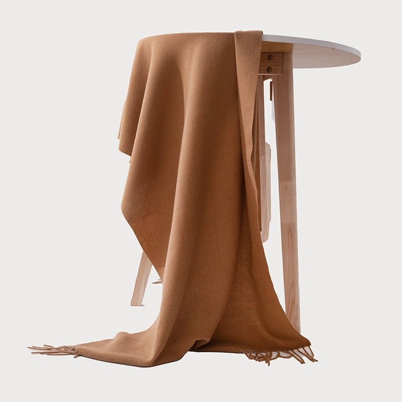 Women's Casual Minimalist Solid Color Polyester Tassel Scarf