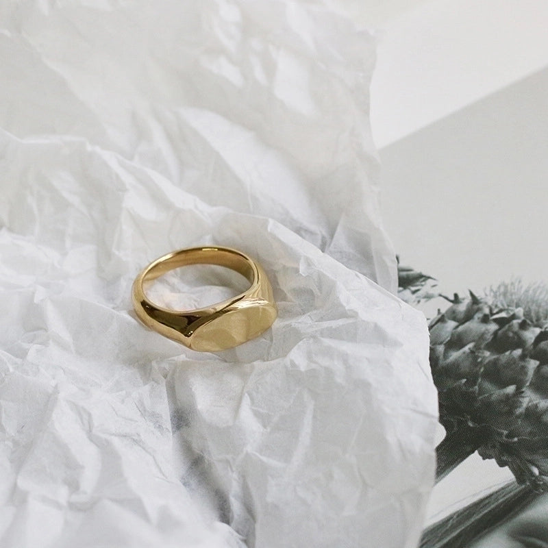 Minimalist Commute Solid Color Stainless Steel Plating Gold Plated Rings