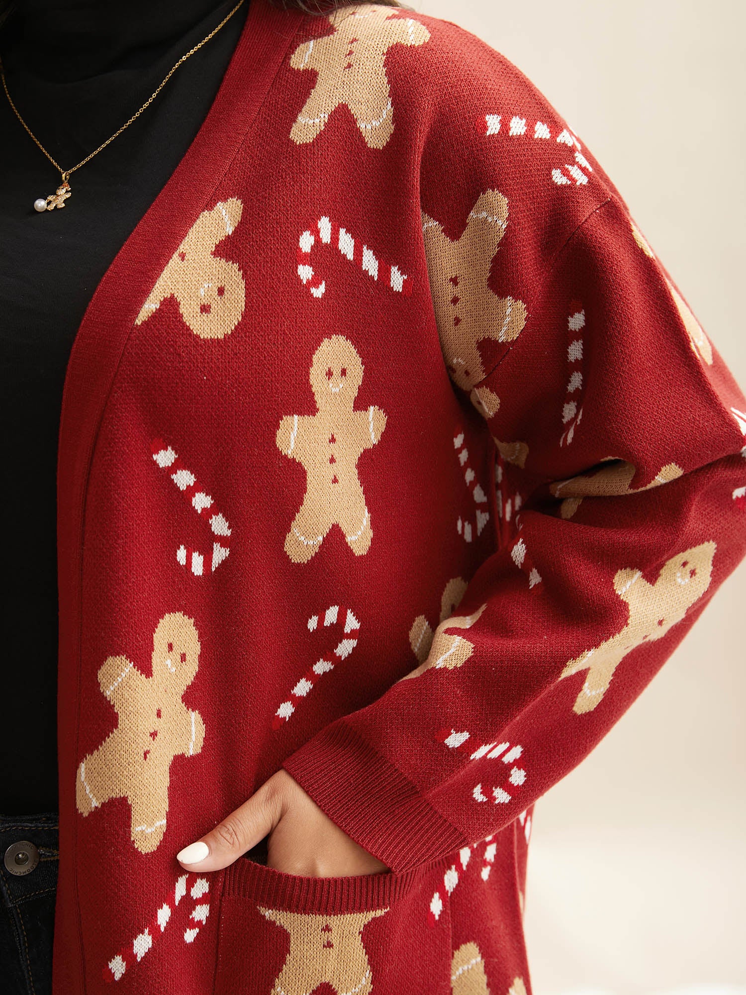 Gingerbread & Candycane Shimmering Threads Cardigan