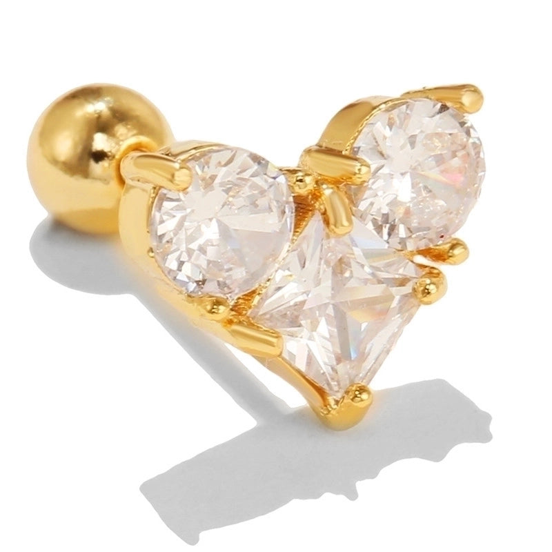 5 Pieces Sweet Heart Shape Copper Inlaid Zircon Drop Earrings Ear Studs 1 Piece