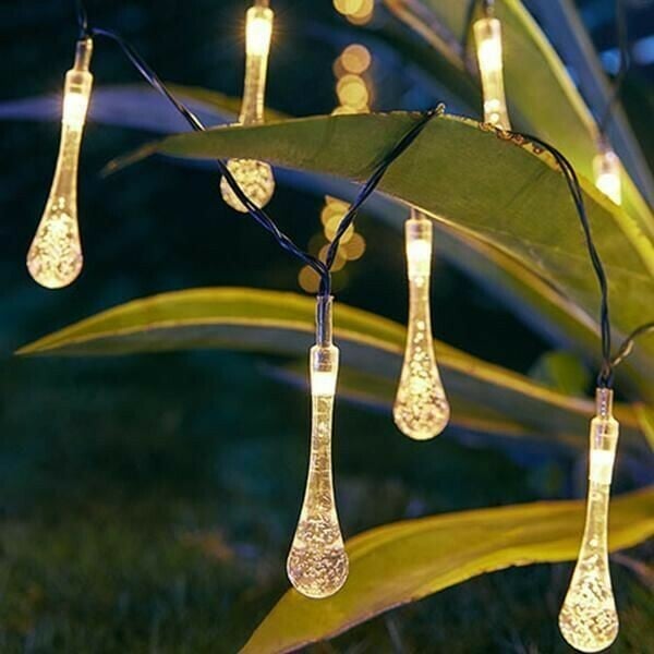 50% OFF！Solar-Powered Raindrop String Lights-Buy 2 Free Shipping