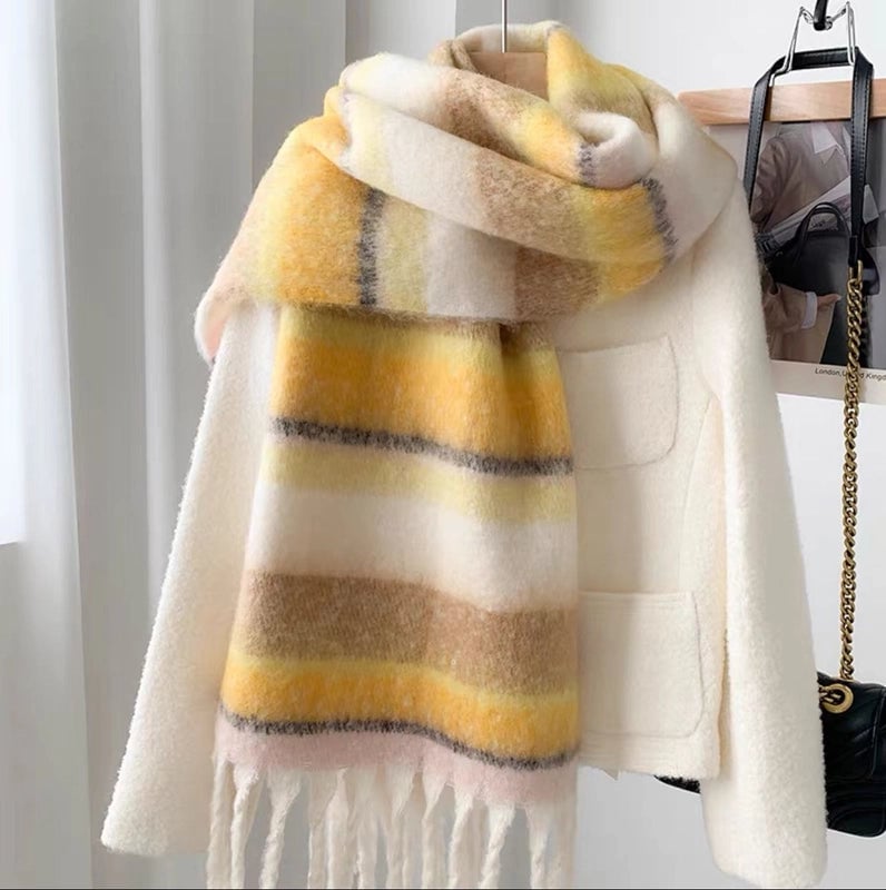 Women's Casual Stripe Polyester Tassel Scarf