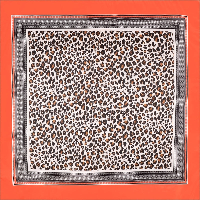 Women's Elegant Retro Color Block Leopard Polyester Printing Silk Scarf