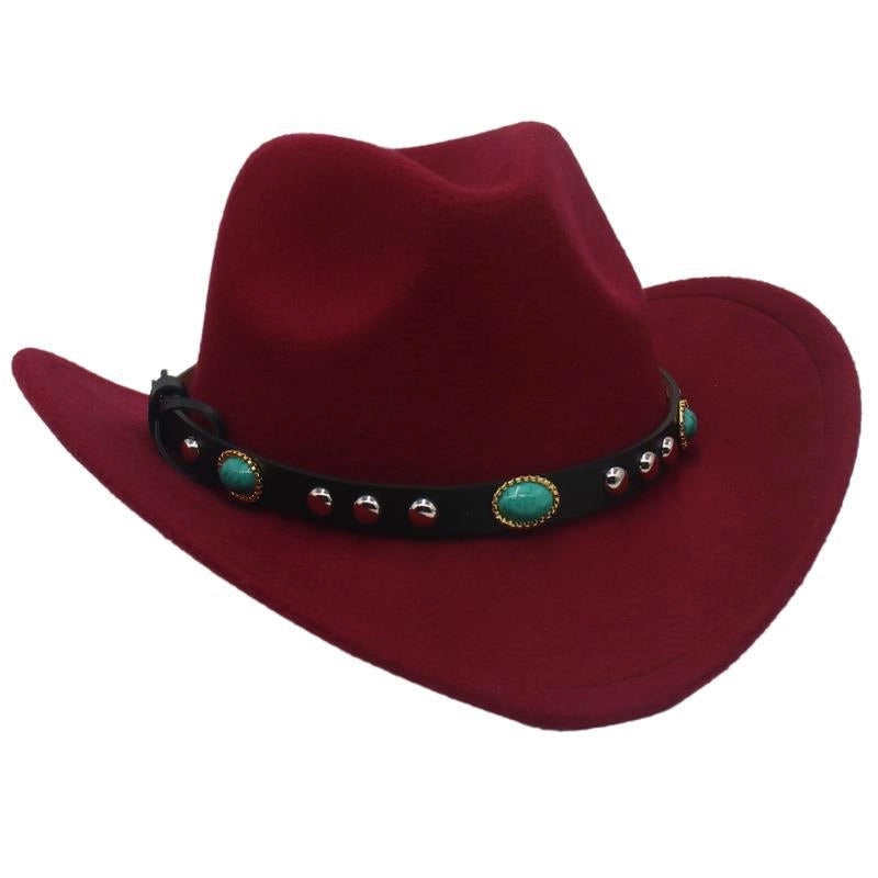 New Ethnic Style Tibetan Western Cowboy Hat Top Hat Autumn And Winter Men's And Women's Felt Hat Curling Jazz Hat Trendy